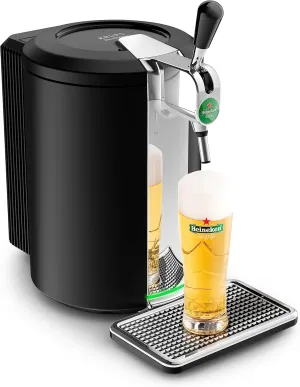 Krups Beertender Draft Beer Machine, 5 L Kegs, Heineken Group Brands, Indicator Light, Perfect Temperature and Foam, Cold Beer, Easy Installation, Black Compact VB450E10