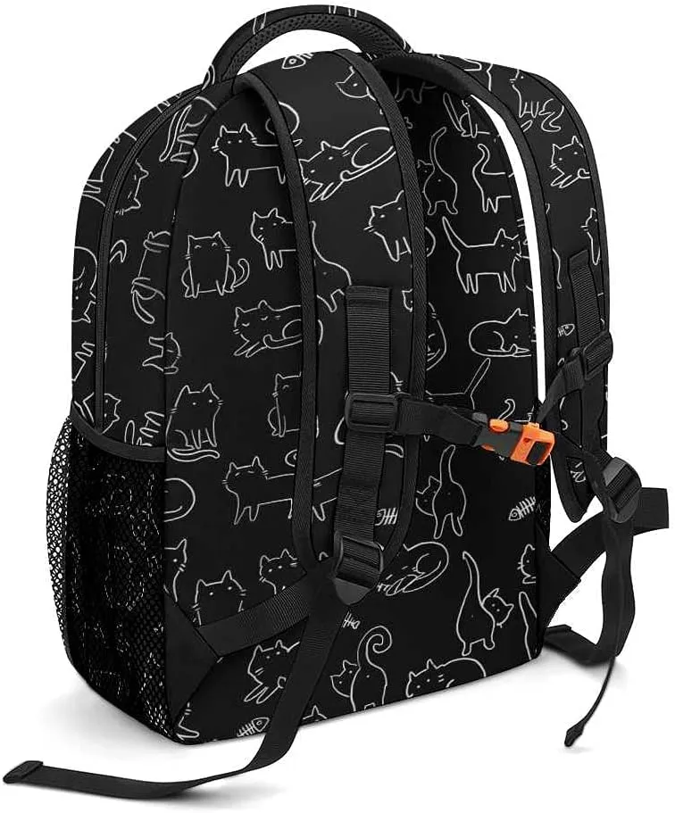 Kuizee Travel Laptop Backpack Business Daypack Work Bookbag Cute Cats Art Black Durable iPad Tablet School College Book Bags Casual Bags for Men and Women