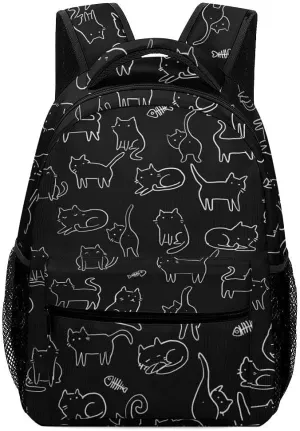 Kuizee Travel Laptop Backpack Business Daypack Work Bookbag Cute Cats Art Black Durable iPad Tablet School College Book Bags Casual Bags for Men and Women