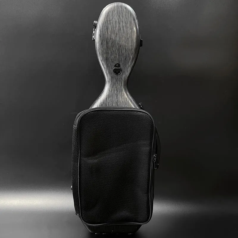 LANDTOM Carbon Fiber 4/4 Full Size and 3/4 Violin Case Violin Backpack With Double Shoulder Straps Pressure-Resistant Wear-Resistant Air Transportable Violin Case With Music Score Bag (Dark gray)