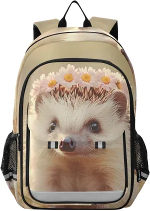 Laptop Backpack Purse Cute Hedgehog Garland for Women Men Travel Daypack Casual Shoulder Bag Book Bag Cute Cool Funny Backpack with Compartment & Multiple Pockets