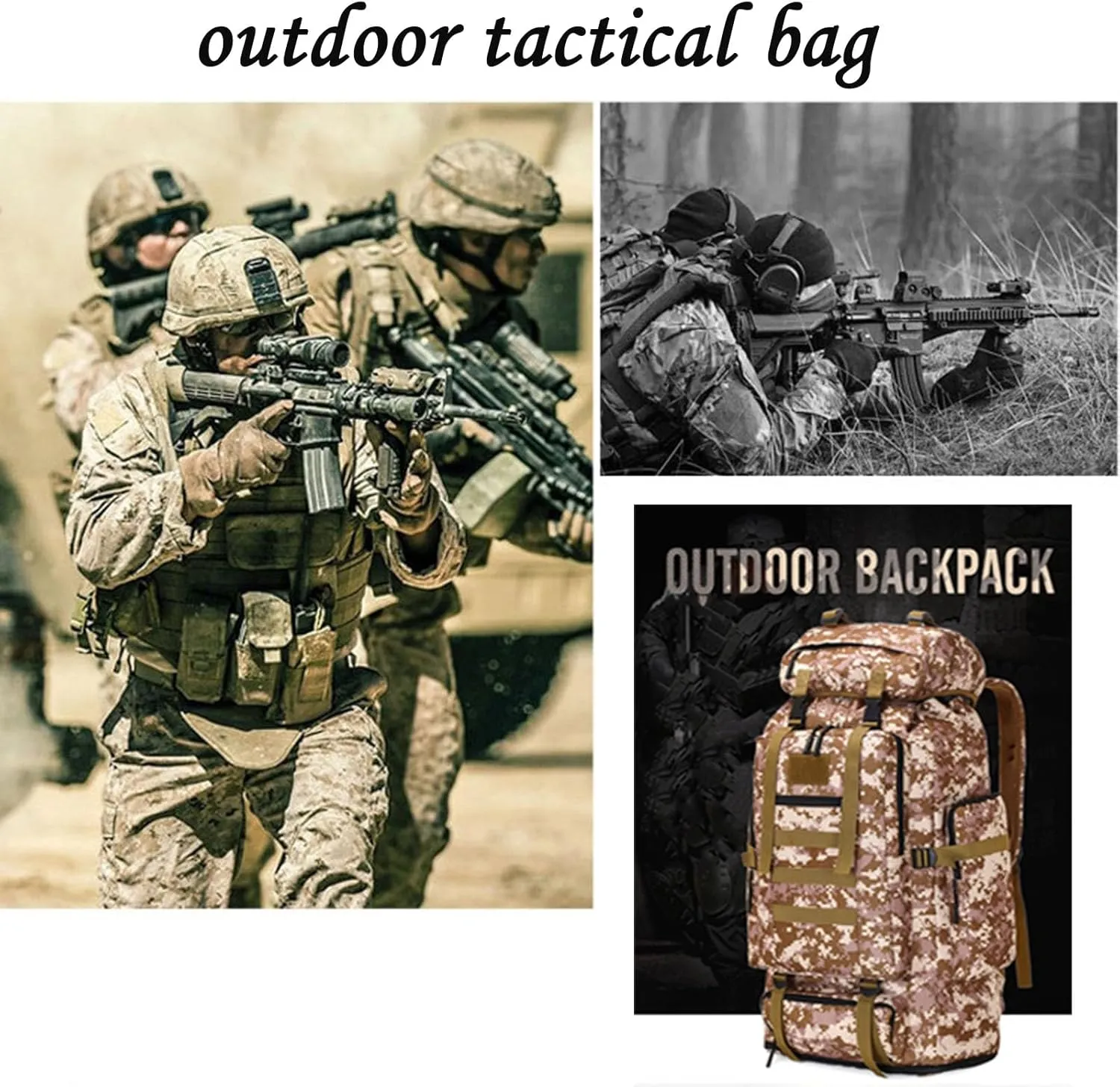 Large Military Backpack, Hiking Backpack 100L Outdoor Backpack Waterproof Trekking Backpack for Travel, Cycling,