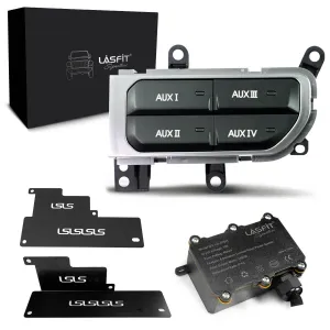 LASFIT Auxiliary Switch Bank Kit, OEM Style Plug&Play Aux Switch Panel Dash 4 Buttons 4x30A for Wrangler JL 2018-2023 & Gladiator JT 2019-2023, Black