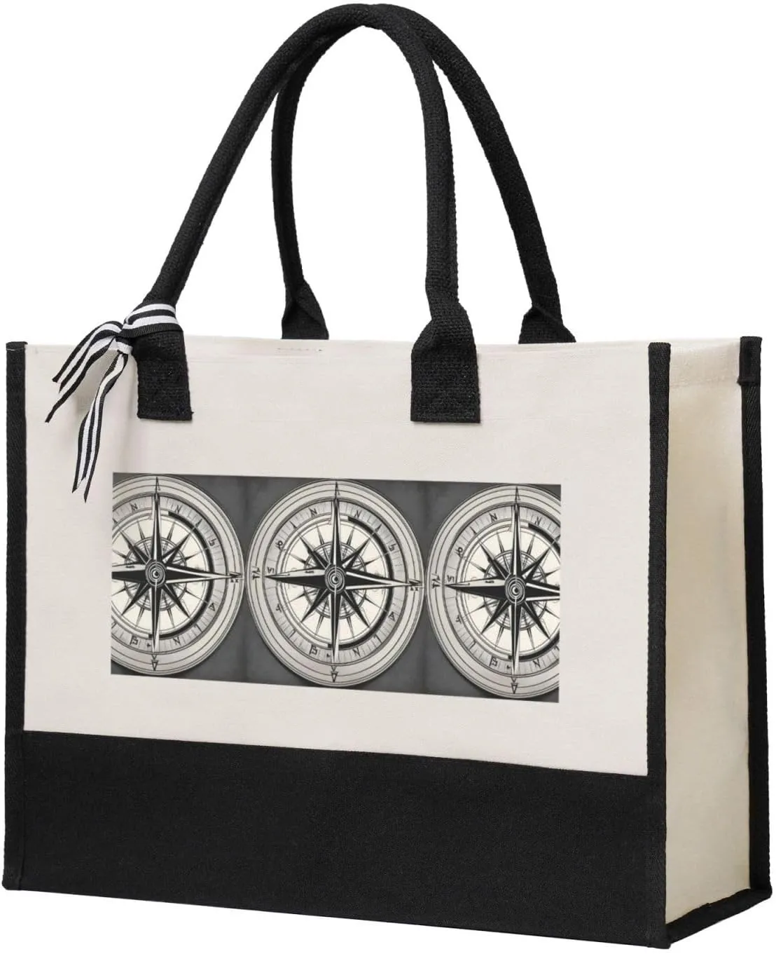 Law of the Compass Navigation 1 print Canvas splicing present tote bag, beach handbag, grocery bag, travel work shopping bag