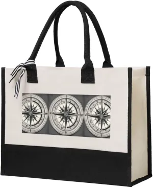 Law of the Compass Navigation 1 print Canvas splicing present tote bag, beach handbag, grocery bag, travel work shopping bag