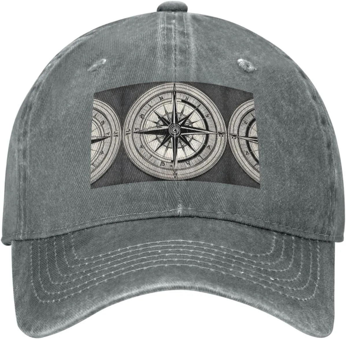 Law of The Compass Navigation 1 Print Denim Baseball Cap Unisex Sun Hat Outdoor Sports Cap fit for All Seasons Easy to Carry