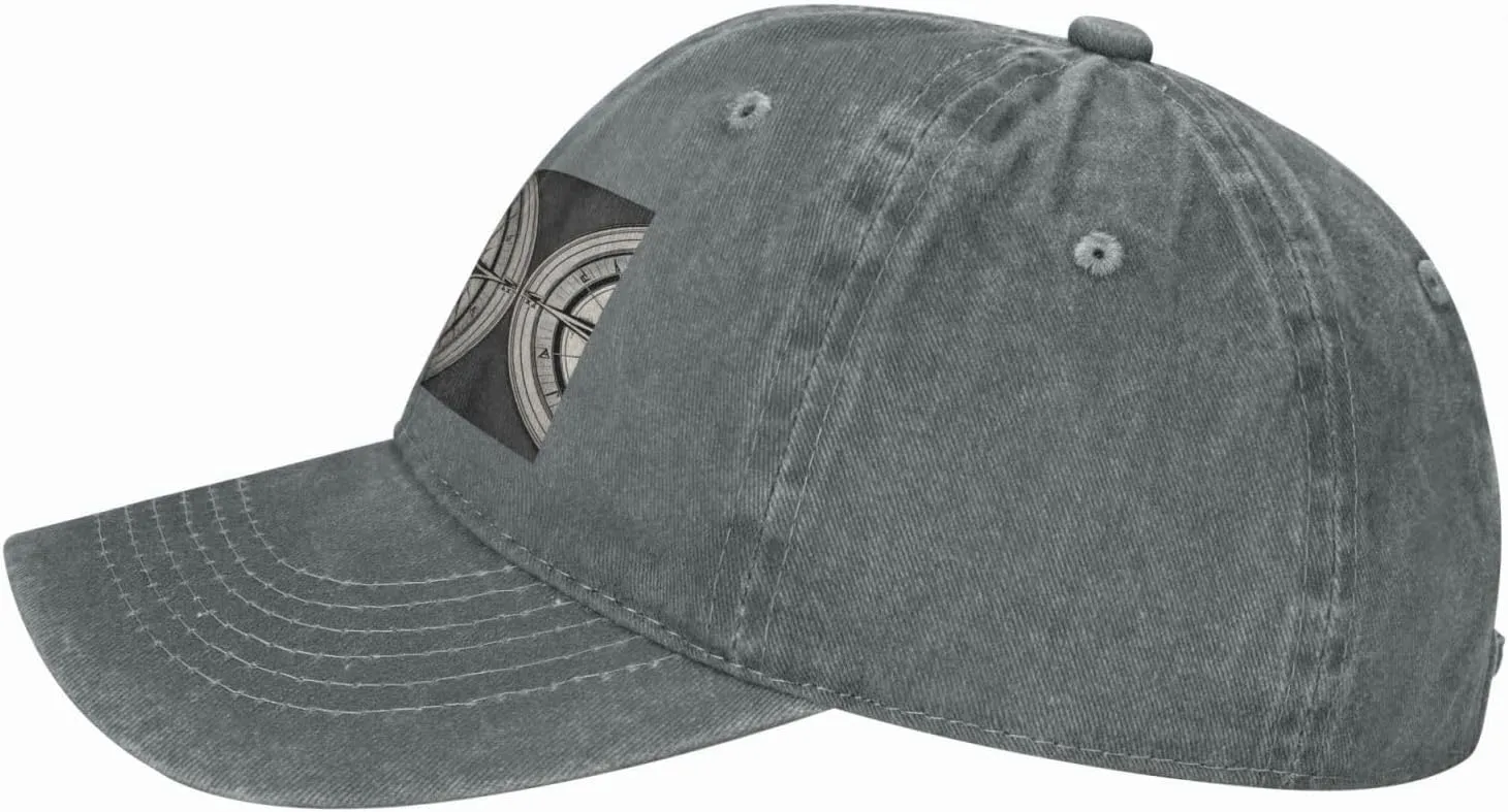 Law of The Compass Navigation 1 Print Denim Baseball Cap Unisex Sun Hat Outdoor Sports Cap fit for All Seasons Easy to Carry