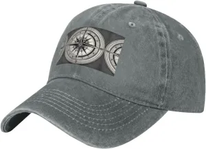 Law of The Compass Navigation 1 Print Denim Baseball Cap Unisex Sun Hat Outdoor Sports Cap fit for All Seasons Easy to Carry