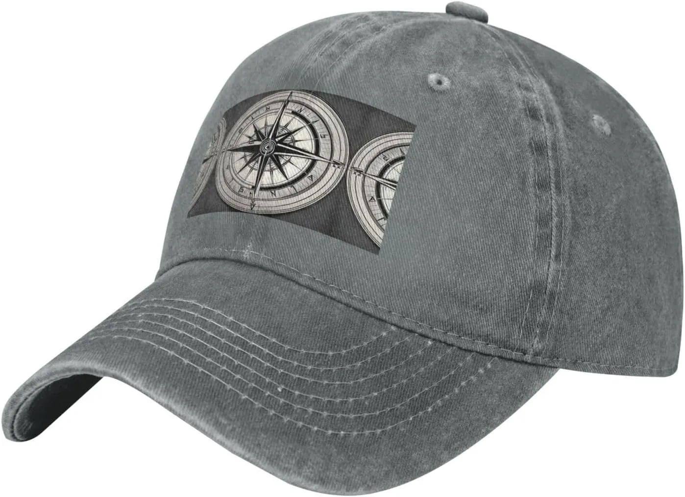 Law of The Compass Navigation 1 Print Denim Baseball Cap Unisex Sun Hat Outdoor Sports Cap fit for All Seasons Easy to Carry