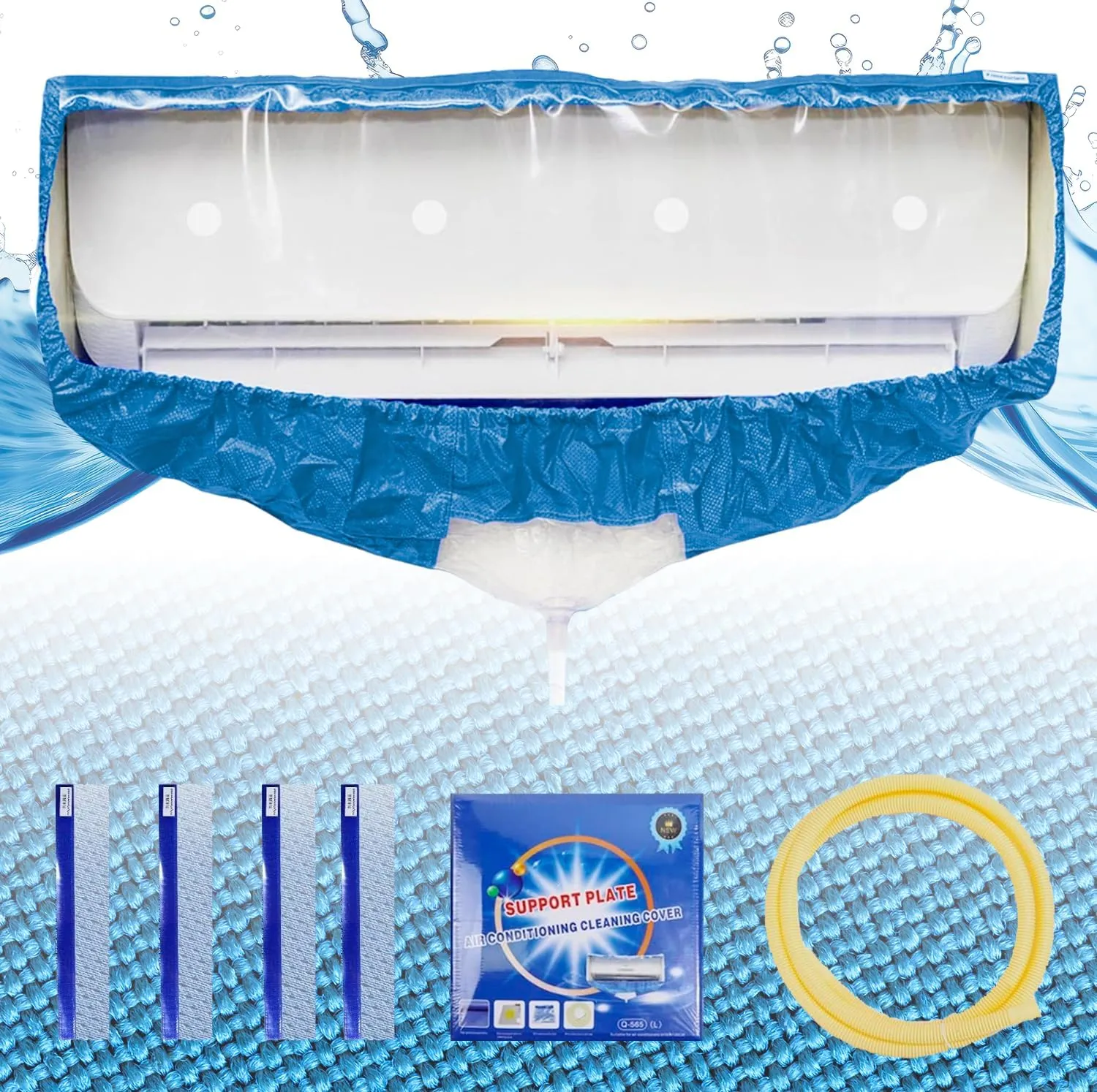 Leak Saver HVAC Guys Mini Split Cleaning Bag Kit | Air Conditioner Cleaning Cover for Mini Split Air Conditioners | AC Cleaning Bag Fits Systems 27in - 39in Long, Light Blue