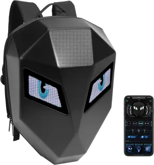 LED Backpack Laptop Bag Motorcycle Riding bag, Hard Shell LED Motorbike Luggage Bags High-Capacity Helmet, Waterproof Backpack With Programmable Screen