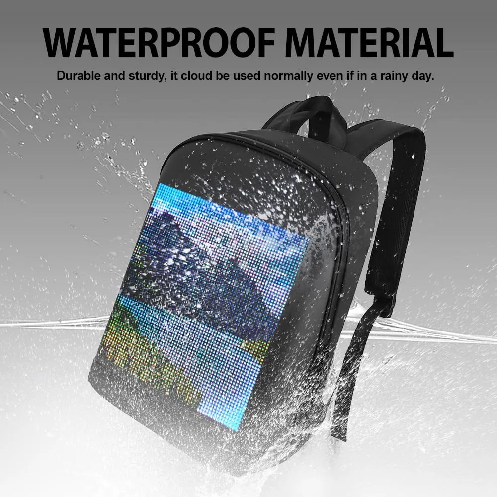 LED Color Screen Customizable photo/icon Backpack,Water-Resistant Travel Bag with USB Port and Comfortable Padding