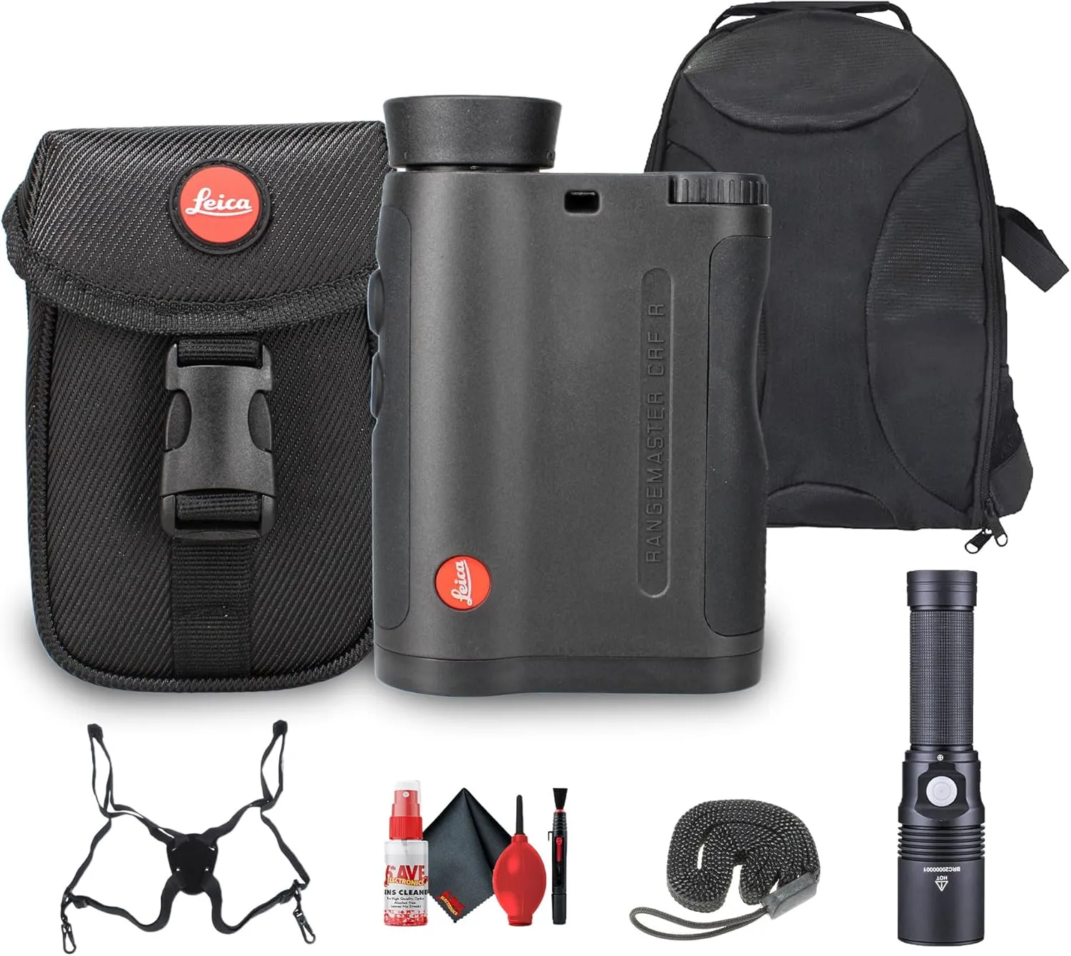 Leica 7x24 Rangemaster CRF-R Durable Compact Lightweight Weather-Resistant Laser Rangefinder (40504)   Cleaning Kit   Lens Pouch   Cap Keeper