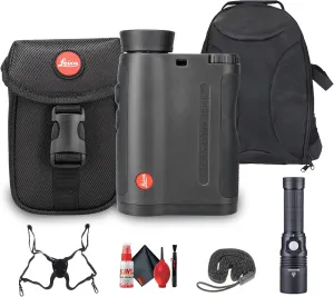 Leica 7x24 Rangemaster CRF-R Durable Compact Lightweight Weather-Resistant Laser Rangefinder (40504)   Cleaning Kit   Lens Pouch   Cap Keeper