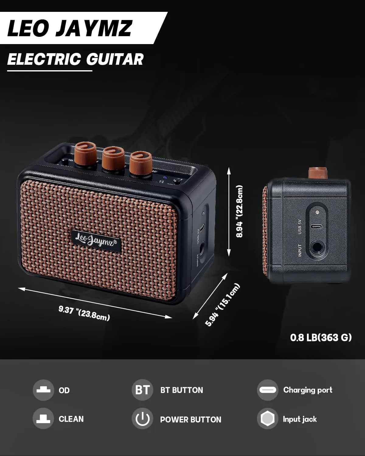 Leo Jaymz 39" Full Size ST Style Electric Guitar Starter Kit with SSH Pickup, 5W Portable Amp, Tuner, Gig Bag, Strap & Accessories(Gold 5W)