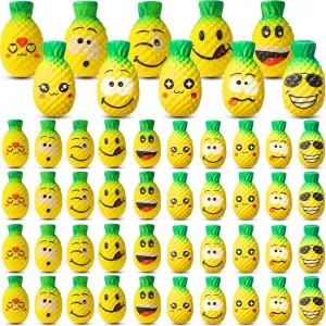 Lewtemi 60 Pieces Pineapple Stress Ball Smile Fruit Stress Relief Toy Pineapple Toy with Emotions Fidget Toy Pineapple Party Favors for Adults Finger Exercise Anxiety Relief Party Supplies