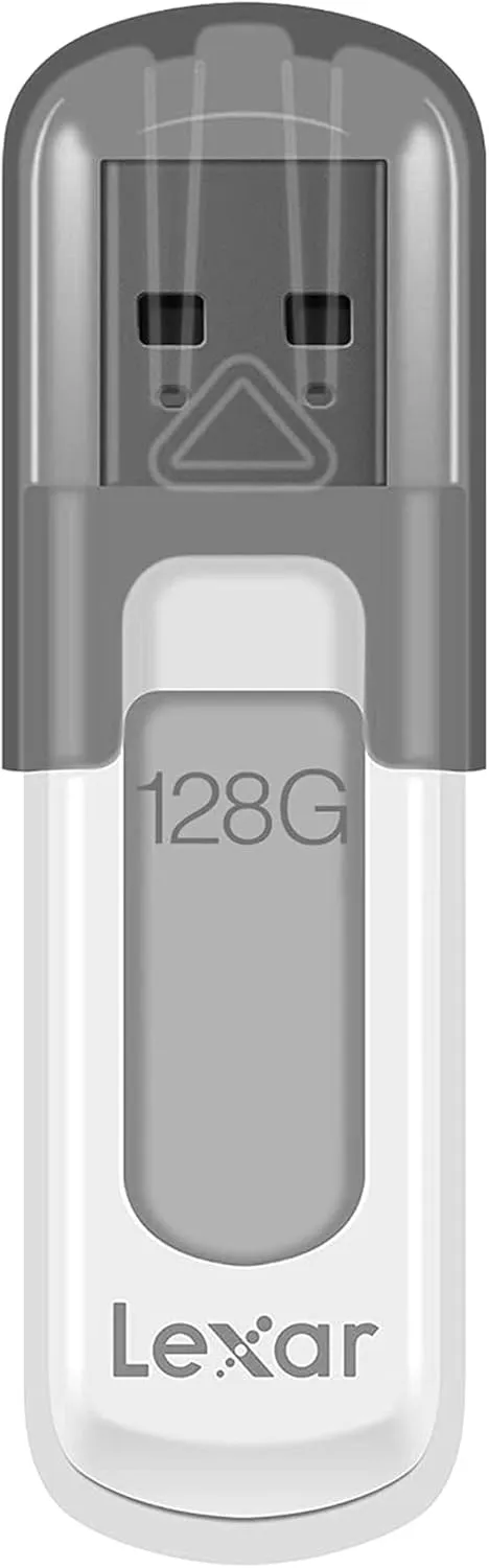 Lexar 128GB 2-Pack JumpDrive V100 USB 3.2 Gen 1 Flash Drive for Storage Expansion and Backup, Up To 100MB/s Read, Gray (LJDV100128G-B2HNU)