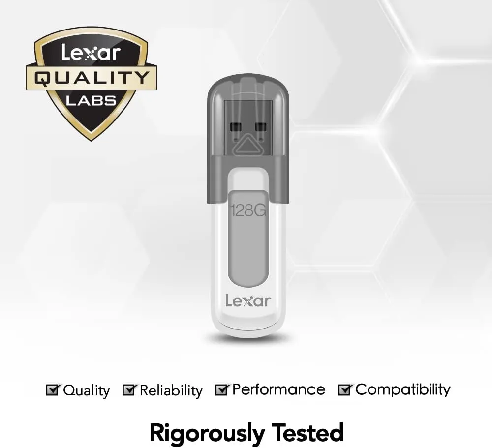 Lexar 128GB 2-Pack JumpDrive V100 USB 3.2 Gen 1 Flash Drive for Storage Expansion and Backup, Up To 100MB/s Read, Gray (LJDV100128G-B2HNU)