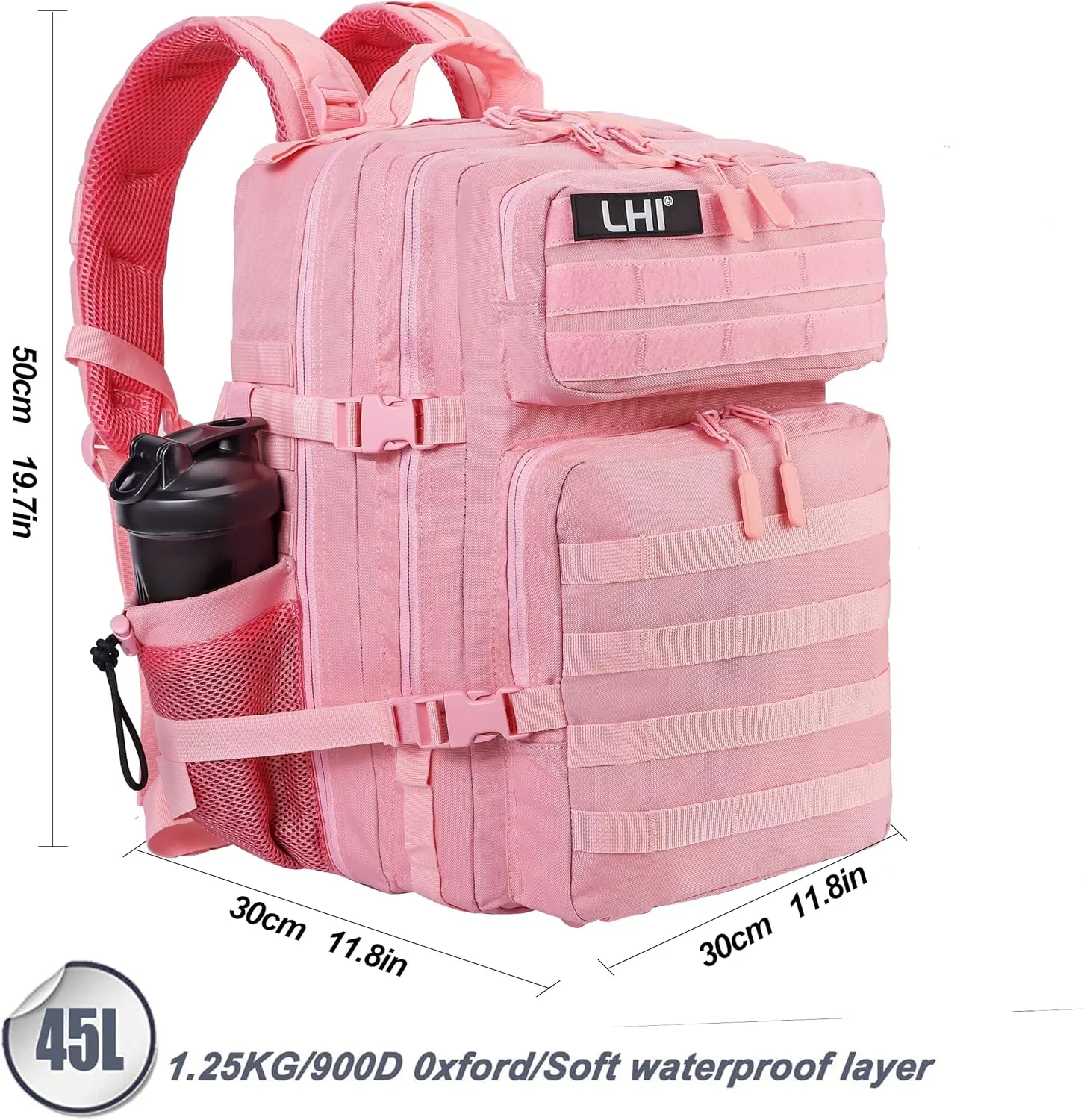 LHI Military Tactical Backpack for Men and Women 45L Army 3 Days Assault Pack Bag Large Rucksack with Molle System