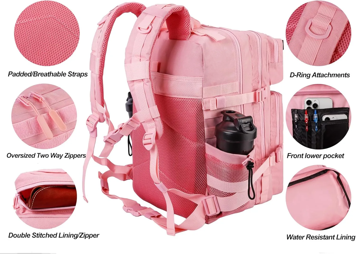 LHI Military Tactical Backpack for Men and Women 45L Army 3 Days Assault Pack Bag Large Rucksack with Molle System