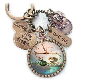 Libra Backpack-Purse Clip, Key Chain or Necklace, Love, Live Your Dream, Inspirational Zodiac, Astrology and Birth Sign Gift