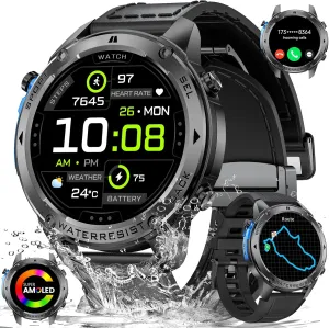 LIGE GPS Military Smart Watch for Men, Compass Smartwatch with Calling, 170  Sport Modes Fitness Tracker Watch, 1.43'' AMOLED Smart Watches, Rugged Smart Watch for Android iOS