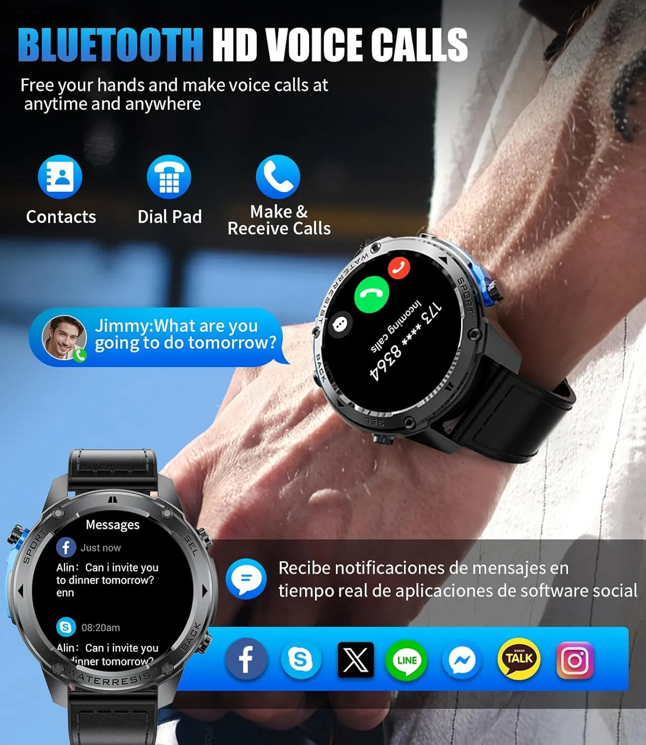 LIGE GPS Military Smart Watch for Men, Compass Smartwatch with Calling, 170  Sport Modes Fitness Tracker Watch, 1.43'' AMOLED Smart Watches, Rugged Smart Watch for Android iOS
