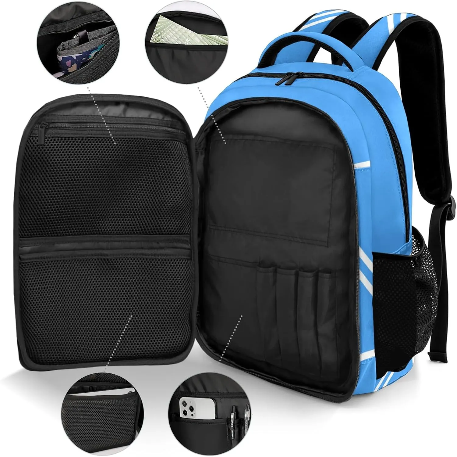 Light Blue Cheer Cheerleaders Large Capacity Shoulders Bag Daypacks for College Travel Work Hiking