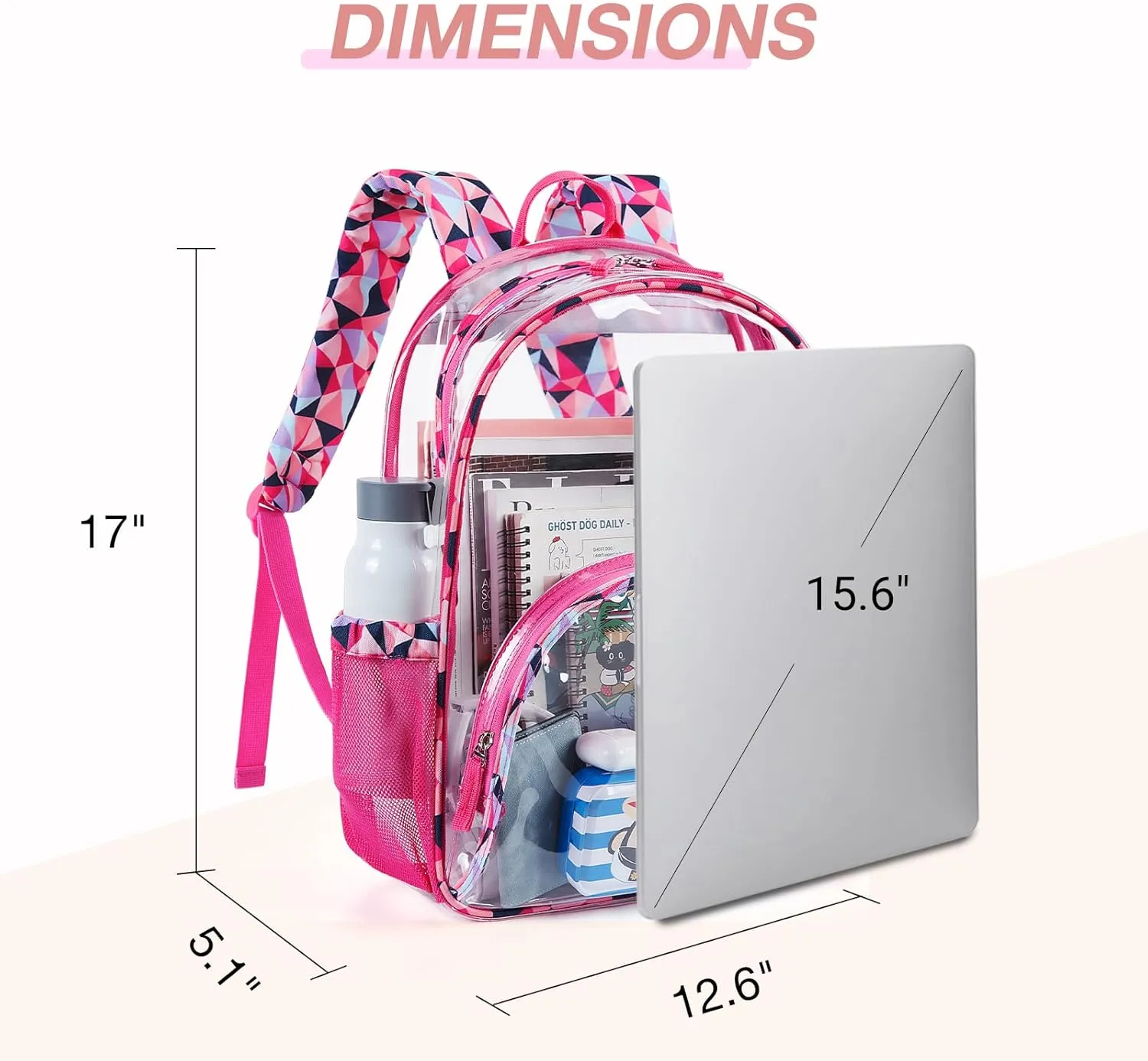 LIGHT FLIGHT Clear Backpack Heavy Duty Transparent Backpack Set See Through Bookbags Durable Backpacks for College, Security