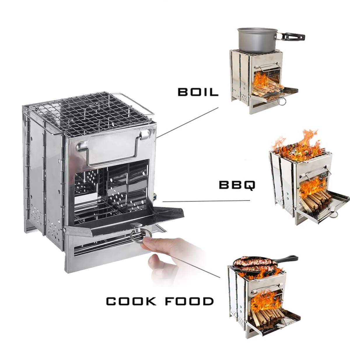 Lightweight Camping Wood Stove Adjustable Folding Wood Stove