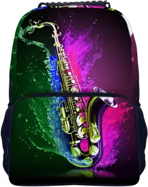 Lightweight Daypack Backpack for Trekking Work Running - Big Capacity Multipurpose Anti-Theft Bookbag, Saxophone In Fire And Water Art Business Computer Bag