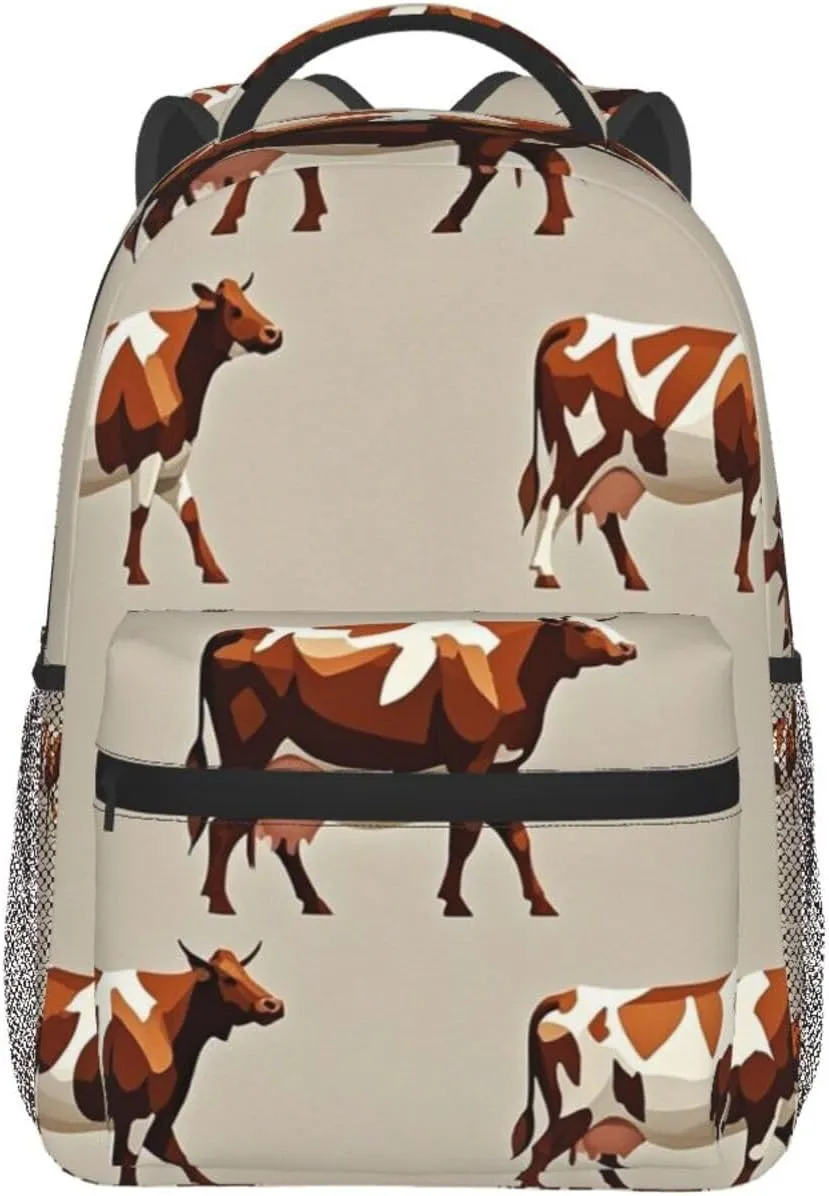 Lightweight Daypack for Camping Business Walking Cycling - Large Capacity Anti-Theft Multipurpose Bookbag, Cute Highland Cattle Art Gym Outdoor Hiking Backpack