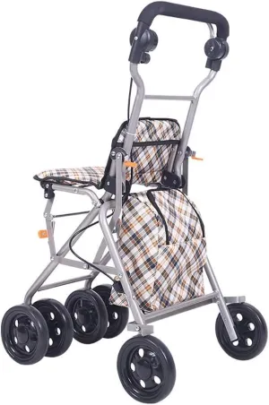 Lightweight Folding Four Wheel Rollator Walker with Padded Seat,Ergonomic Handles,and Carry Bag,Mobility Aid for Adult,Senior,Elderly & Handicap