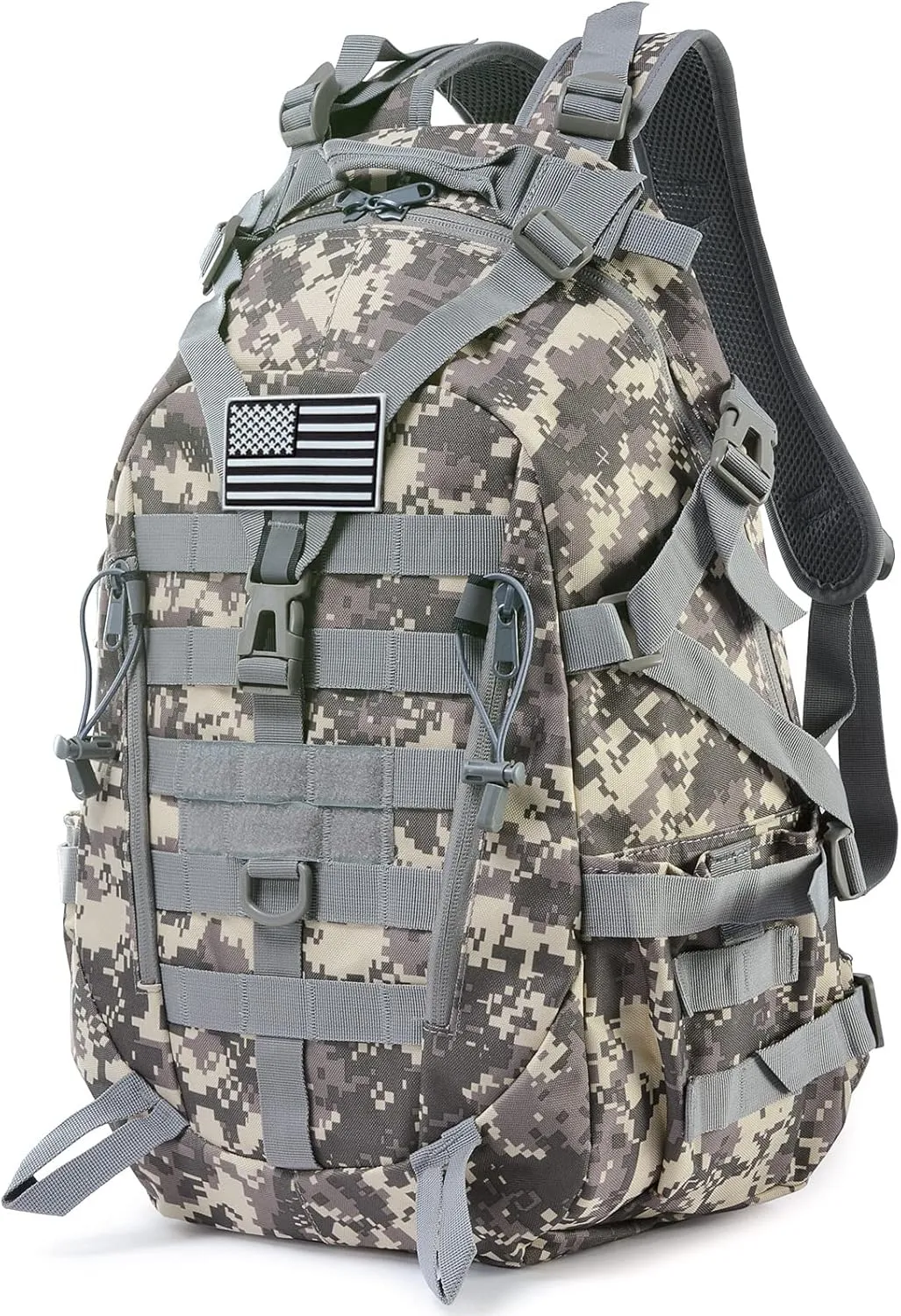 LIMHOO Tactical Motorcycle Backpack Military Molle Bag EDC Rucksack Hiking Daypacks for Cycling Camping Trekking Hunting Traveling with Reflective Straps (Acu Camo)