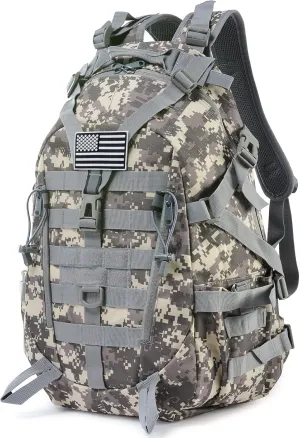 LIMHOO Tactical Motorcycle Backpack Military Molle Bag EDC Rucksack Hiking Daypacks for Cycling Camping Trekking Hunting Traveling with Reflective Straps (Acu Camo)
