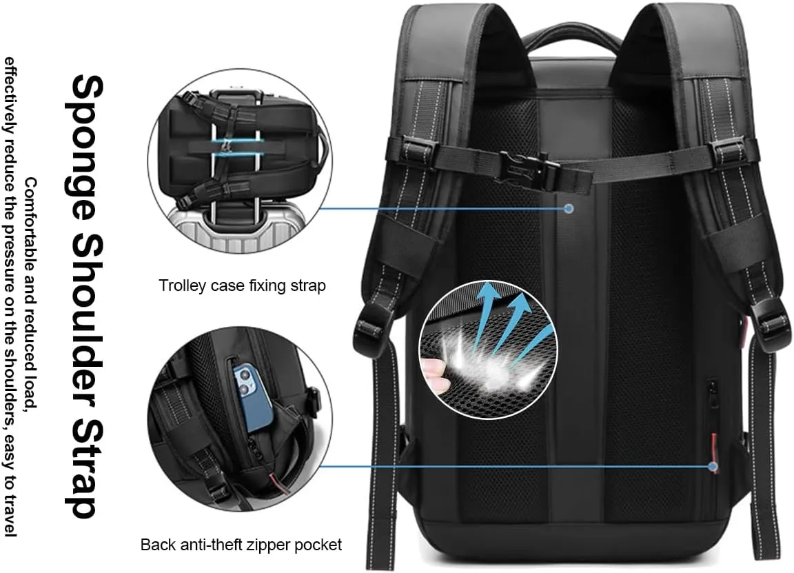 Litex Vacpack Backpack, Vac Pack Backpack, Expandable Backpack With Vacuum Compression, Anti Theft Travel Backpack (Blcak)