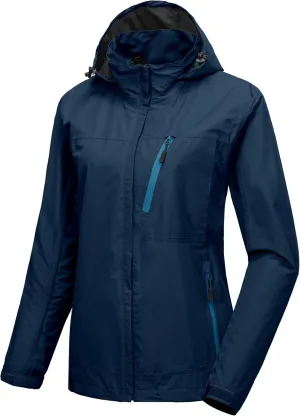 Little Donkey Andy Women's Waterproof Rain Jacket with Hood Breathable Lightweight Windbreaker Rain Shell Coat