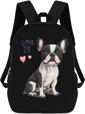 Love Is Boston Terrier Bostie Laptop Backpack for Men Women 17 Inch Travel Computer Bag Daypack