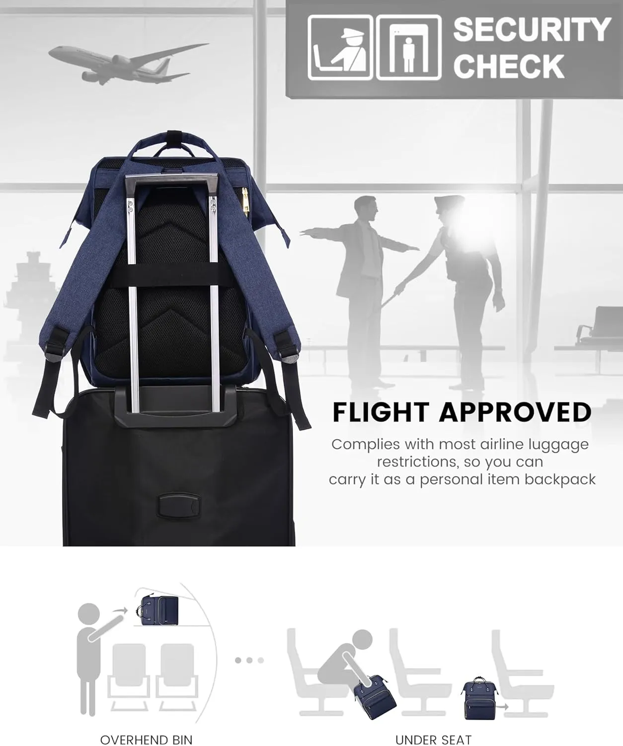 LOVEVOOK 17.3 Inch Laptop Backpack, Large Travel Backpack for Women, Water Resistant Teacher Backpack with Laptop Compartment, Professional Business Work bags with Charger, Navy Blue