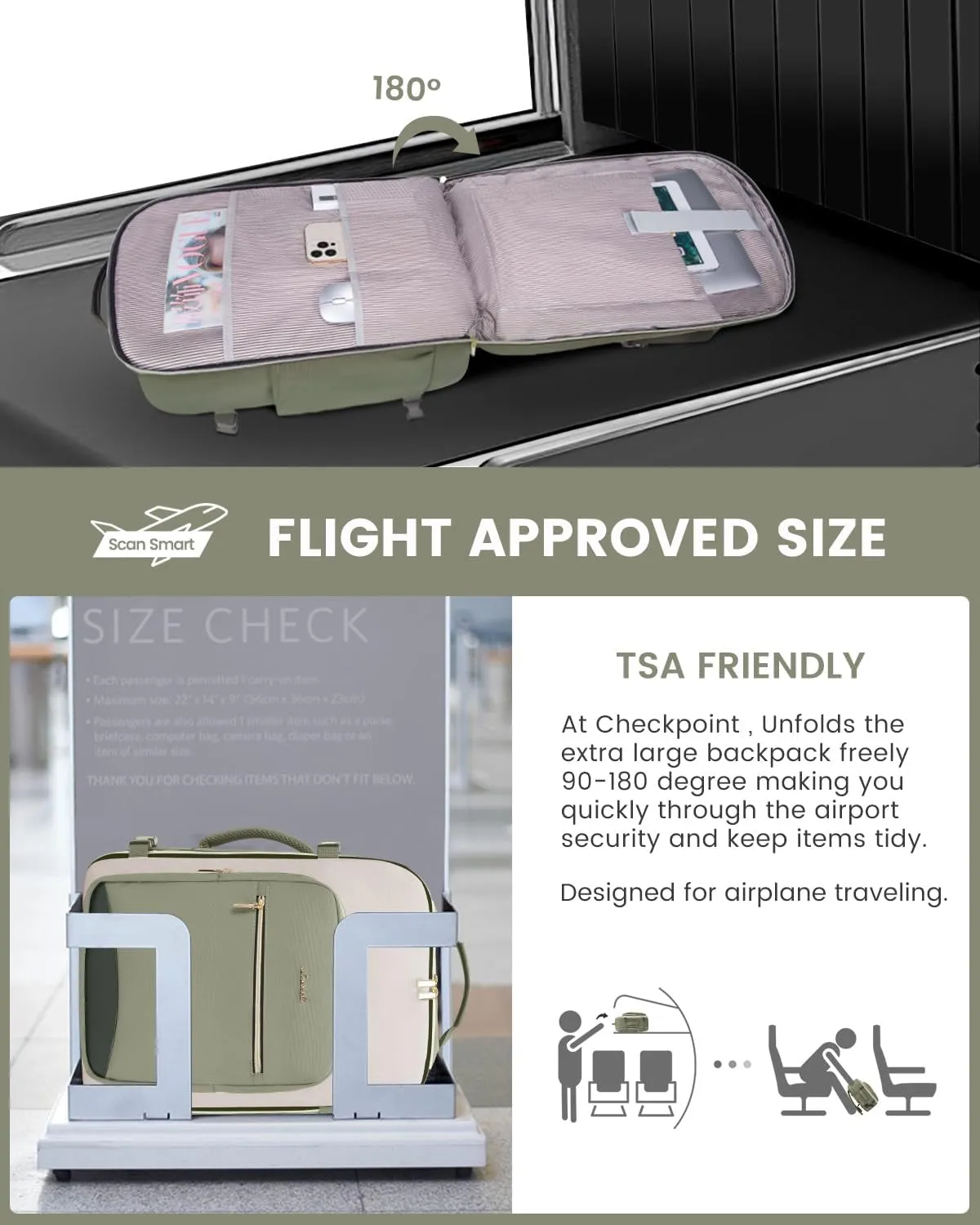 LOVEVOOK 40L Travel Backpack for Women & Men, Large Carry on Backpack for Airplanes with 3 Packing Cubes, TSA Personal Item Travel Bag fits 17" Laptop, Waterproof Weekender Essentials Airline Approved