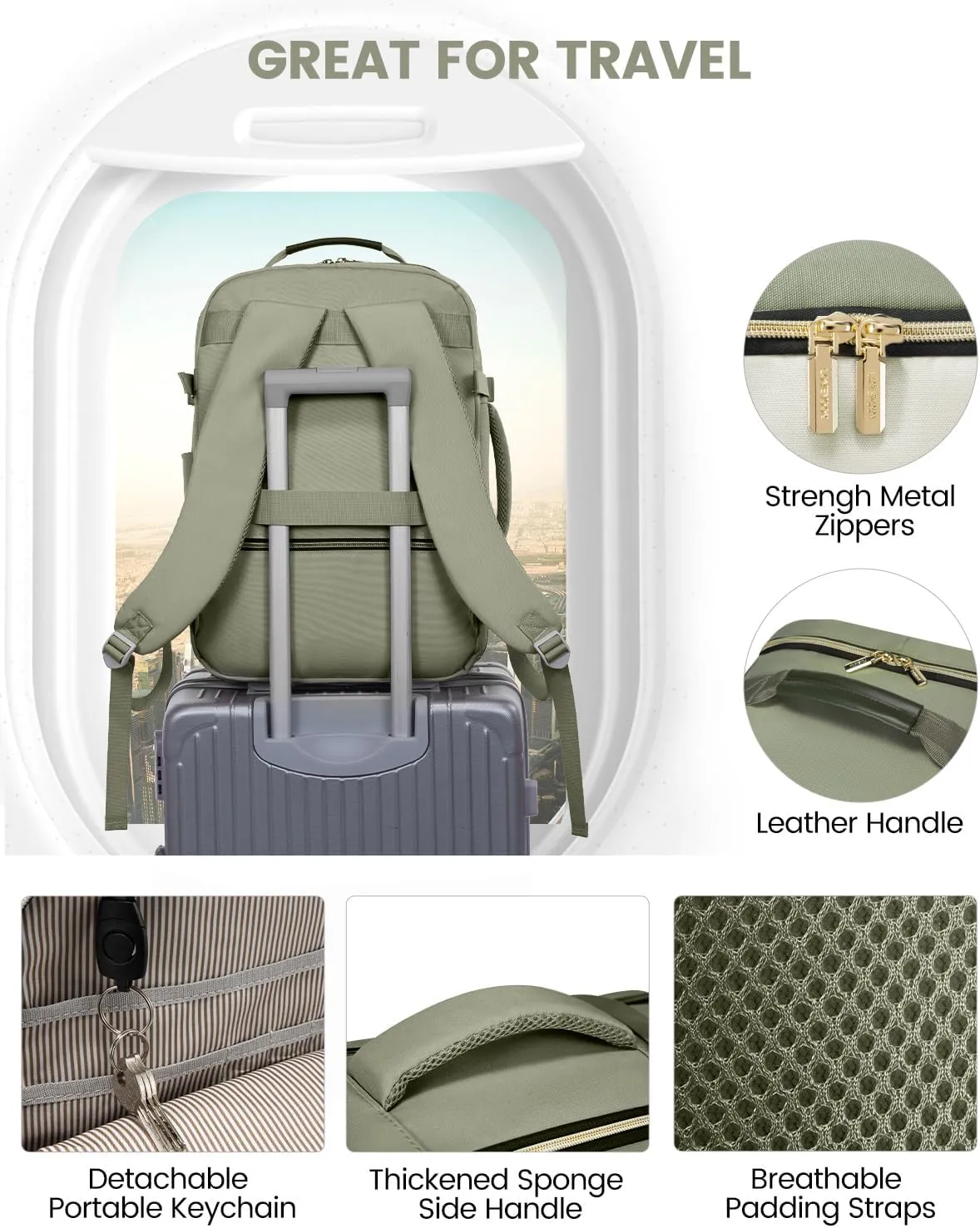 LOVEVOOK 40L Travel Backpack for Women & Men, Large Carry on Backpack for Airplanes with 3 Packing Cubes, TSA Personal Item Travel Bag fits 17" Laptop, Waterproof Weekender Essentials Airline Approved