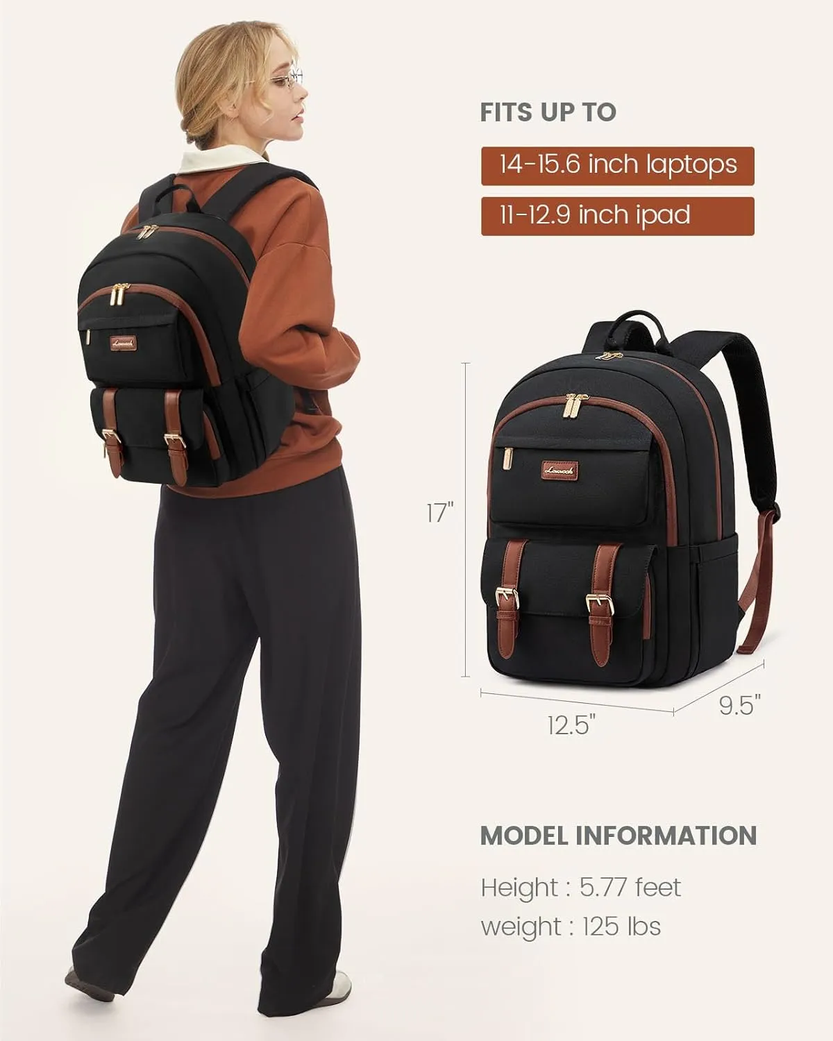 LOVEVOOK College Backpack for Women Fit 15.6 Inch Laptop, Cute Aesthetic Backpack