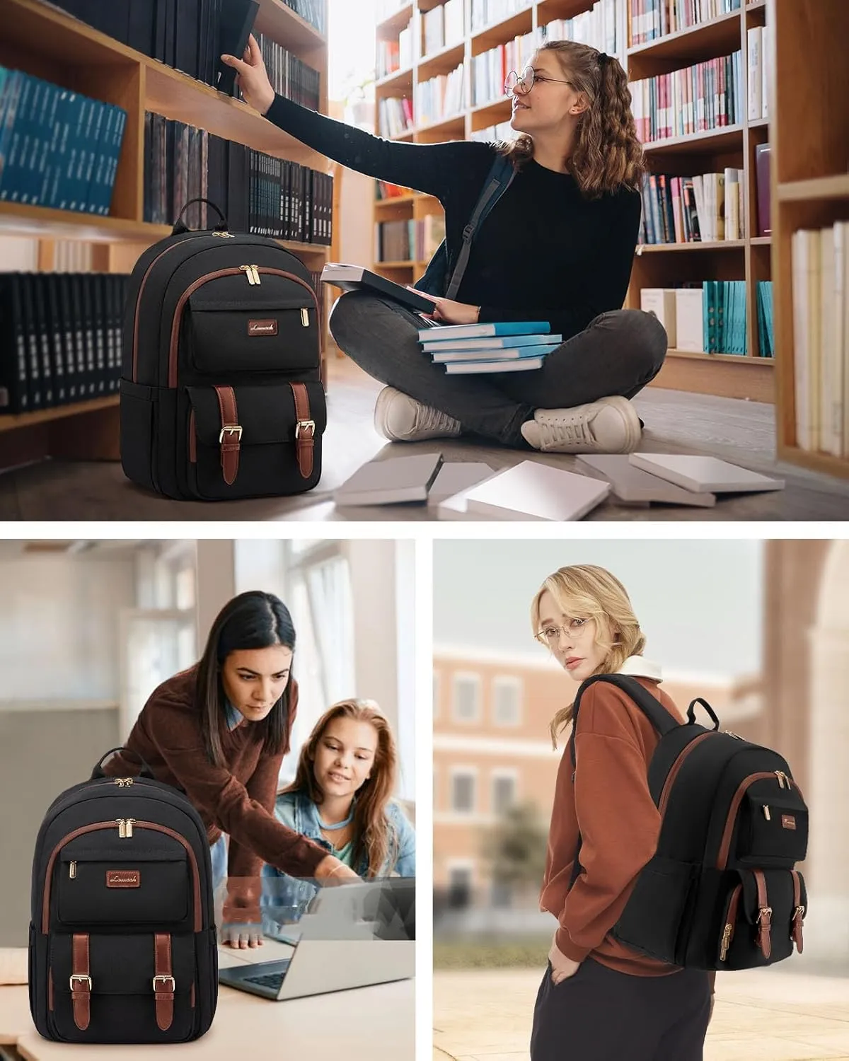 LOVEVOOK College Backpack for Women Fit 15.6 Inch Laptop, Cute Aesthetic Backpack