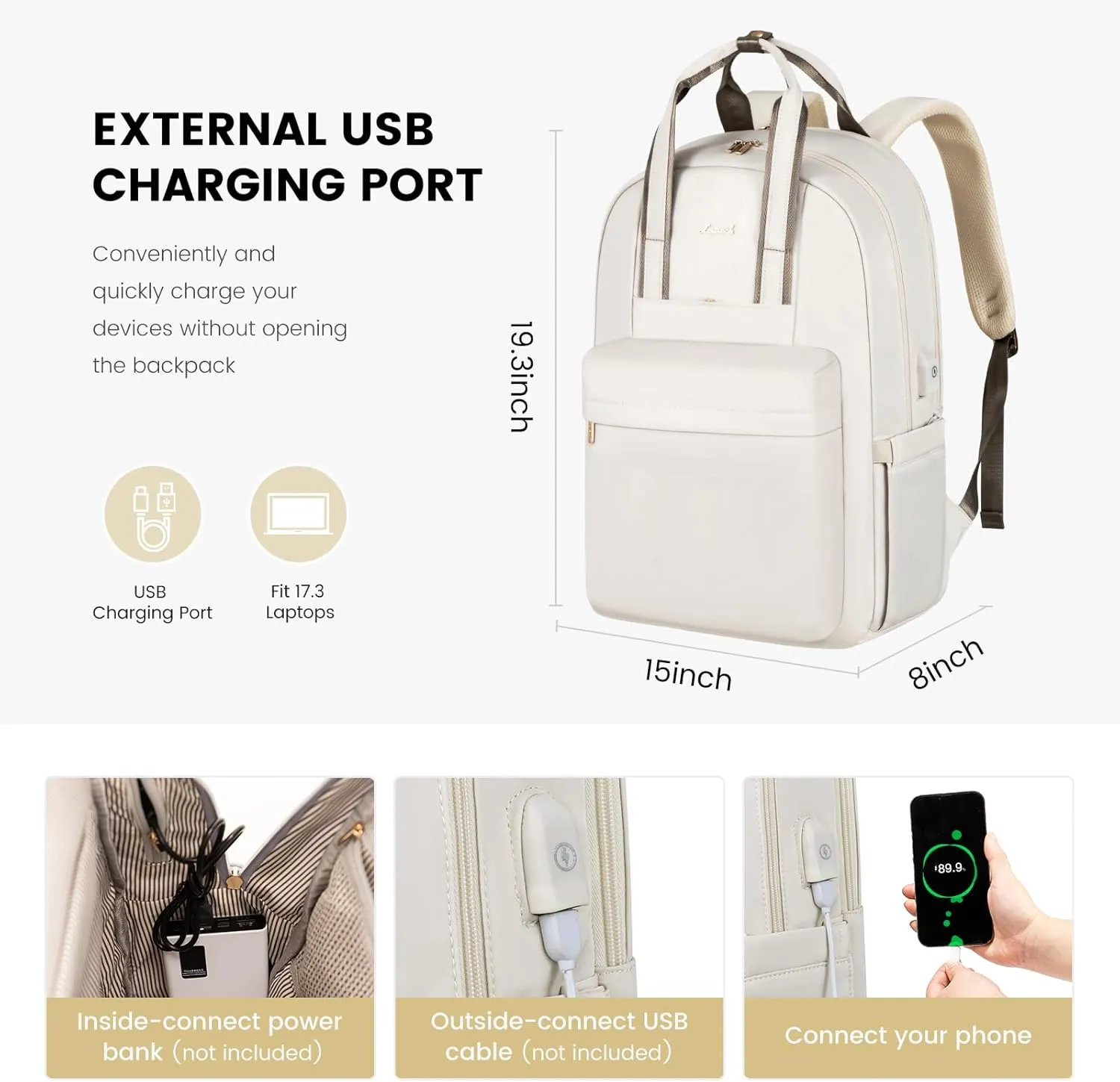 LOVEVOOK Laptop Backpack for Women, 17 Inch Travel Laptop Bag with USB Port, Waterproof Computer Backpack Purse for Work Teacher Nurse, Durable Casual Daypack
