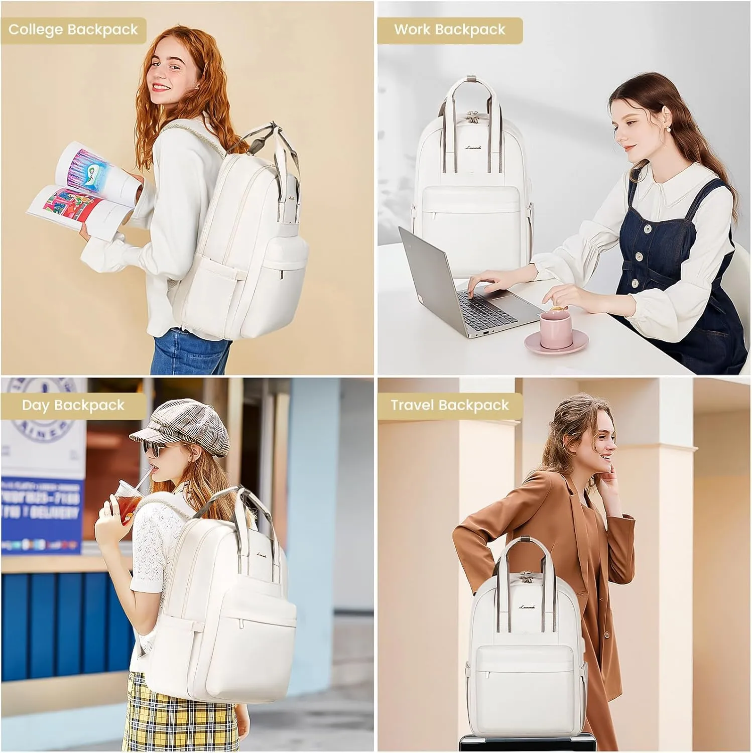 LOVEVOOK Laptop Backpack for Women, 17 Inch Travel Laptop Bag with USB Port, Waterproof Computer Backpack Purse for Work Teacher Nurse, Durable Casual Daypack