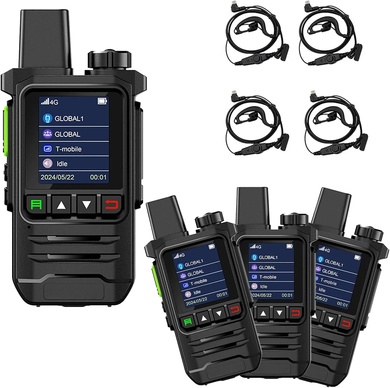 LR Range Global Walkie Talkies Unlimited Range 4G PTT Radios Nationwide Handheld Long Range Two Way Radio Portable Radios with Flashlight for Family Teams Outdoor (4 Pack with SIM)
