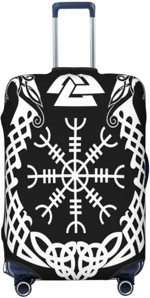 Luggage Cover For Travel Vikings Norse Mythology Scandinavian Runes Compass– High Elasticity Business Trips 20-28 Inch.
