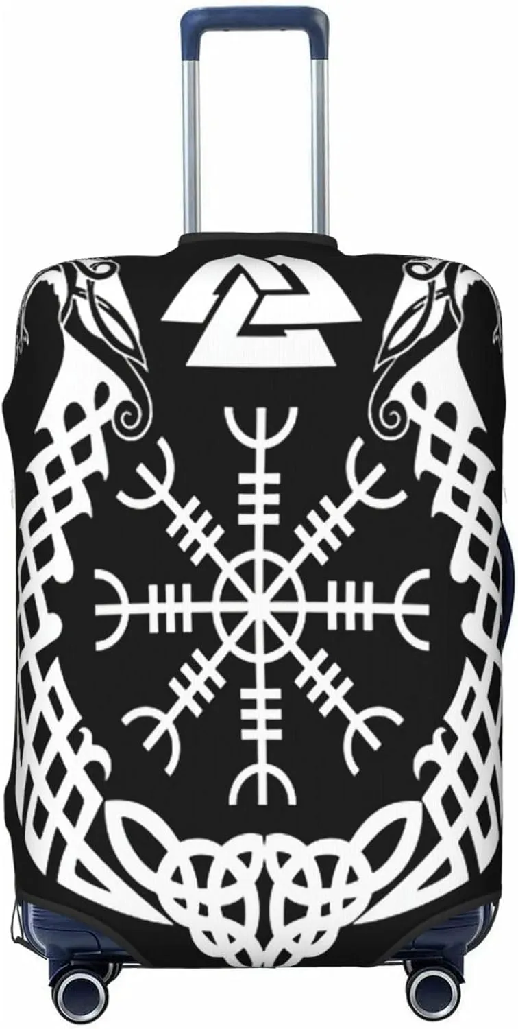 Luggage Cover For Travel Vikings Norse Mythology Scandinavian Runes Compass– High Elasticity Business Trips 20-28 Inch.