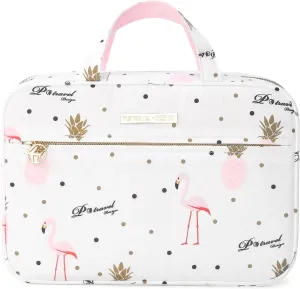 Lychii Hanging Toiletry Bag for Women, Travel Makeup Organizer Cosmetic Case for Bathroom Shower, Large - Flamingo Printed
