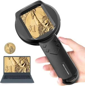 Magnifying Glass Kids Microscope Handheld: 2.8" Screen Digital Portable Pocket USB Miniscope Science Kit STEM Toy Coin Jewellery Loupe Magnifyer with Light for Children 4-12